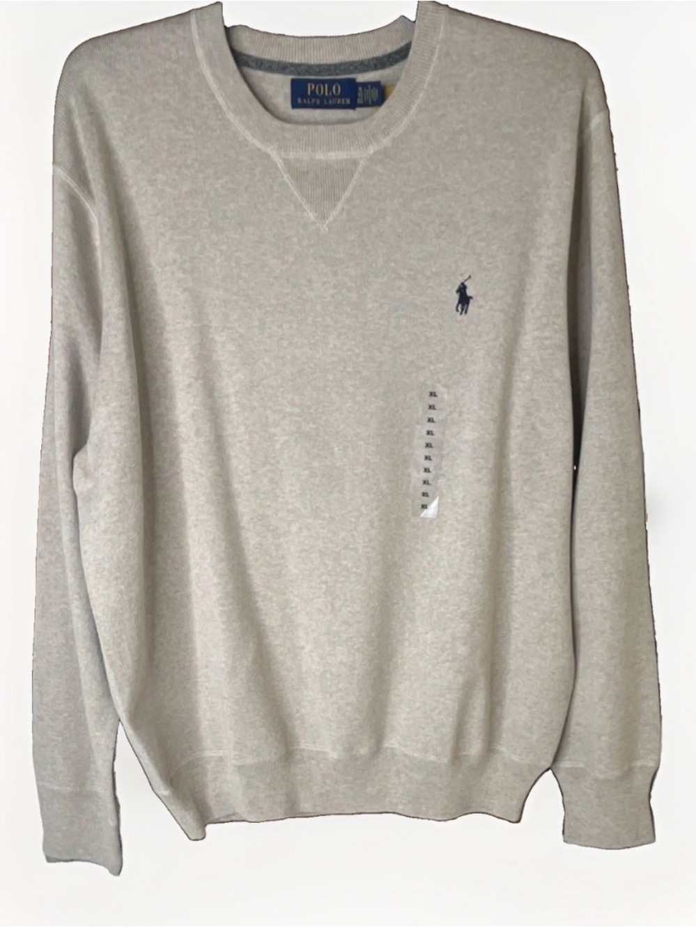 Polo Ralph Lauren Light Gray Crewneck Sweater with Navy Pony
